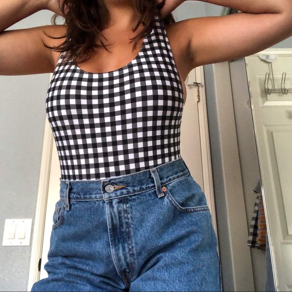 gingham print one piece bathing suit 🏁
